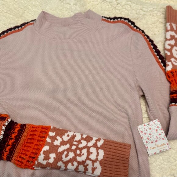 Free People Switch It Up Long Sleeve Thermal Top Ballet Pink Henley Medium NWT - Picture 13 of 15